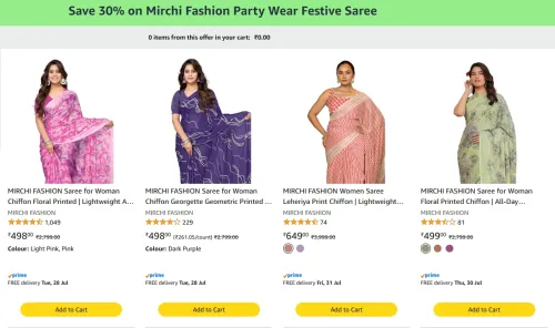 Image of Amazon Offer : Save Extra 30% Off on Women's Saree