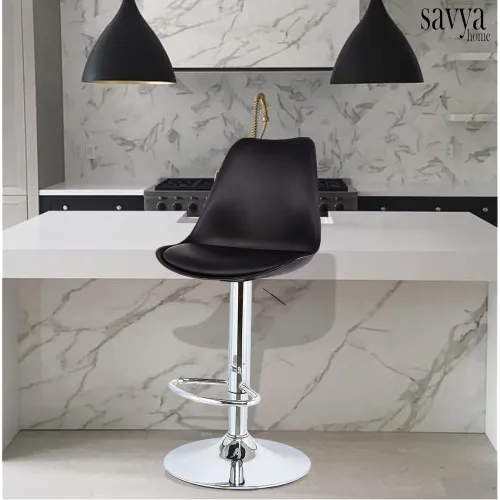 Image of SAVYA HOME® Curvy Kitchen Stool/BAR Stool (Qty-1) (Single, Black)