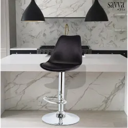 SAVYA HOME® Curvy Kitchen Stool/BAR Stool (Qty-1) (Single, Black)