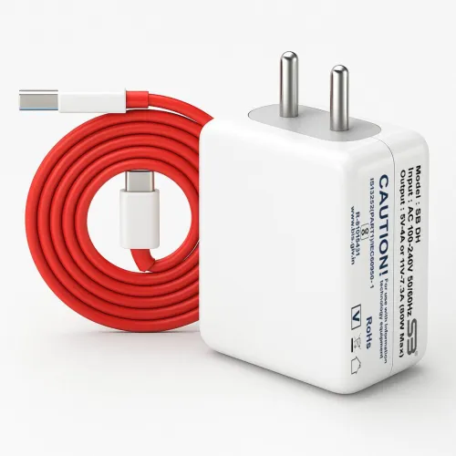 Image of SB 80 W SuperVOOC 7.3 A Wall Charger for Mobile with Detachable Cable  (White, Cable Included)