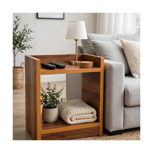 Image of SBF Furniture Engineered Wood Side Table with Storage Sh