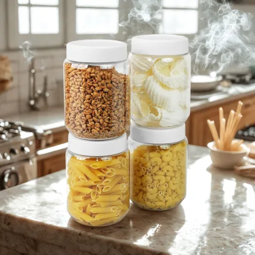 Image of SCL Steelo Vistta Round Containers Plastic Kitchen Storage Jars 