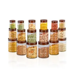 SCL Steelo Solitaire 18 Pcs Plastic Storage Container Set (300ml x 6, 600ml x 6, 1200ml x 6) Airtight Kitchen Containers