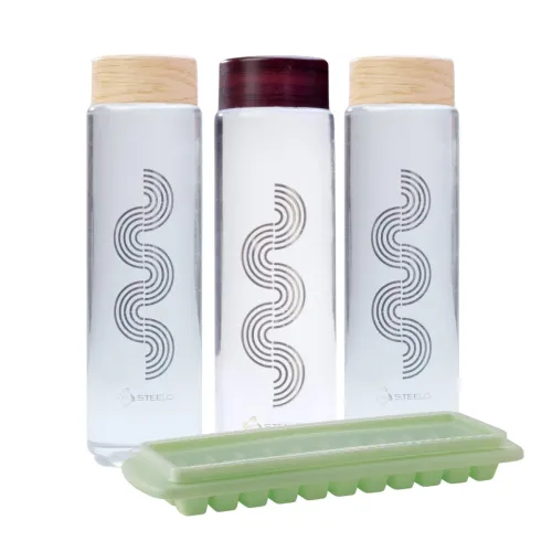Image of SCL Steelo 1L Plastic Bottles (Set of 3) + Free Ice Tray