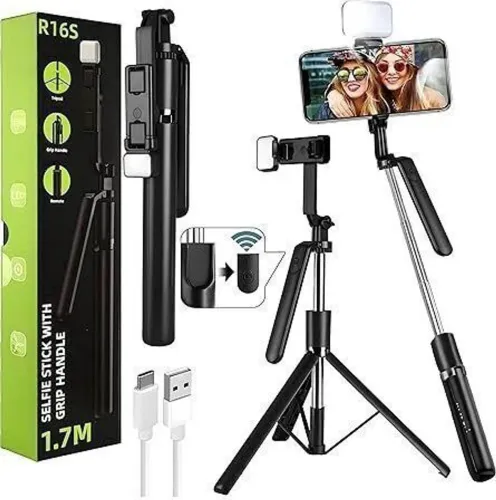 Image of Sconzi R16S 360° Selfie Stick with Light & Tripod 