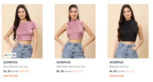 Image of Scorpius Women Round Neck Crop Top Starting at ₹99