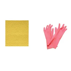 Scotch-Brite Kitchen Gloves Large Pair (Pack of 1) and Sponge Wipe Large (Pack of 3)