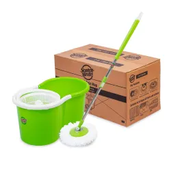 Scotch-Brite Twin Bucket Spin Mop with Easy Wring & Rinse System, 360° Adjustable Handle, High Absorbency Microfiber for Deep Cleaning on All Floor Types