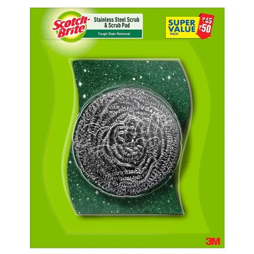 Image of Scotch-Brite 1 Stainless Steel Scrubber (15g) and 1 Scrub pad Combo