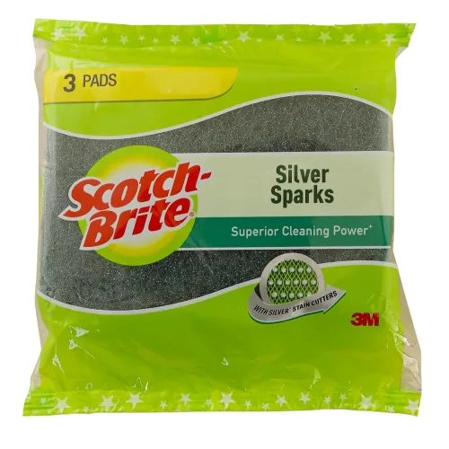 Image of Scotch-Brite Silver Sparks Scrub Pad (Green, 3-Pieces)
