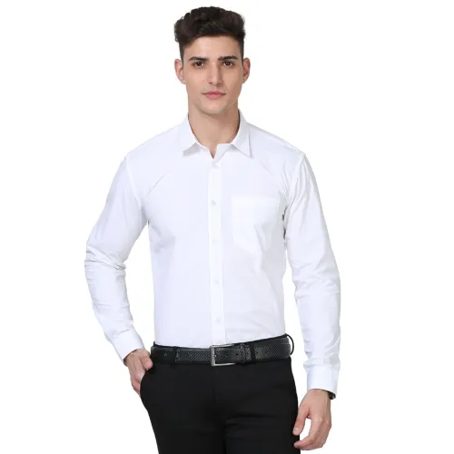 Image of Scott International Men's Solid Full Sleeves Cotton Formal Shirt