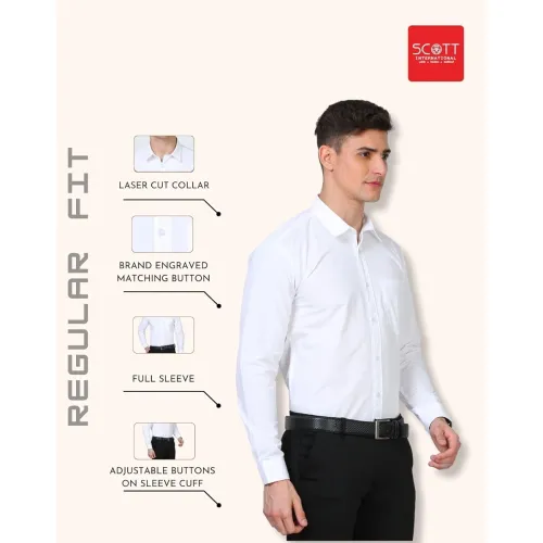 Image of Scott International Shirt for Men | Solid Full Sleeves Wrinkle Free Mens Shirts | Cotton Formal Shirts for Men Regular F