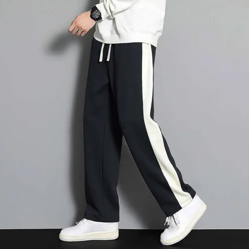 Image of SDLIFE  Men Striped Black, White Track Pants