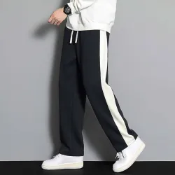 SDLIFE  Men Striped Black, White Track Pants