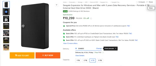 Image of Seagate Portable 4TB External HDD (3 years Data Recovery)