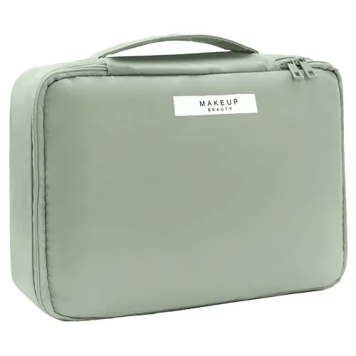 Image of Seagull Polyester Makeup Organizer Bag with Pouch – Green (24x17x7 cm)