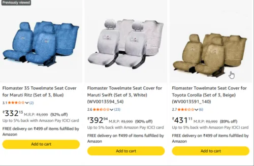 Image of Seat Covers at maximum 92% Discount