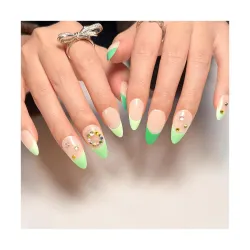 Secret Lives® Glossy Artificial Translucent Nude Color with 3D Stone Design Fake