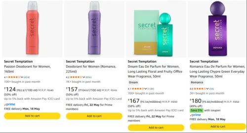 Image of Secret Temptation Deodorant at minimum 50% Discount