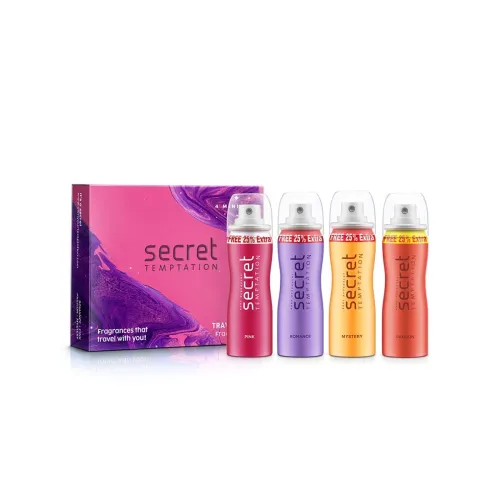 Image of Secret Temptation Travel Pack Mini Deodorant for Women,Pack of 4 (50ml each)