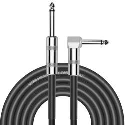 SeCro Guitar Cable 10 ft, Premium Electric Instrument Bass Cable AMP Cord (Straight to Right Angle, Black, 3Meter-(10Fee