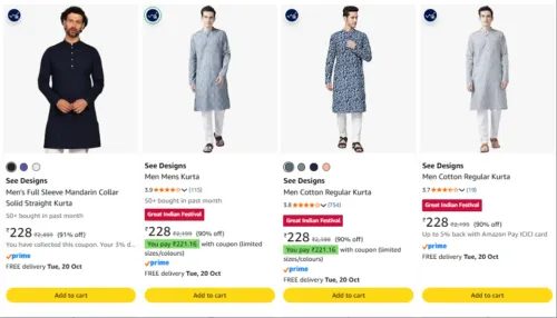 Image of See Designs Kurtas Men's upto 91% Discount