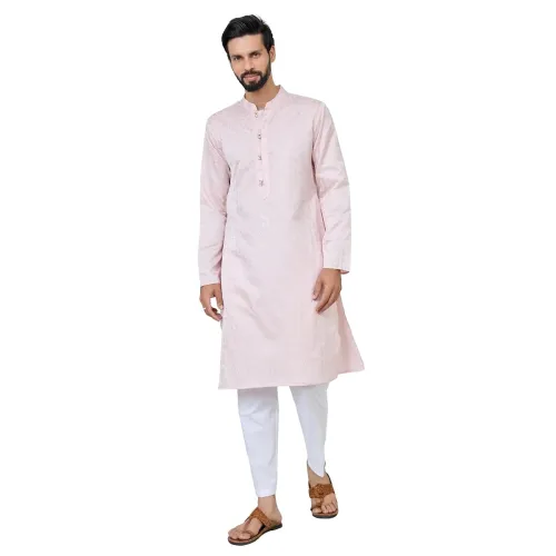 Image of See Designs Men's Floral Embroidered Mandarin Collar Long Kurta