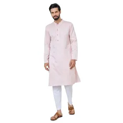 See Designs Mens Floral Embroidered Mandarin Collar Long Kurta