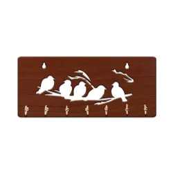 Sehaz Artworks Key Holder – 7 Hooks Wall Mount, 5 Birds Design Home Decor