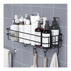 Self-Adhesive Bathroom Shelf with Hooks -