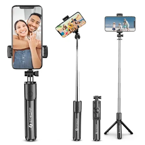 Image of STRIFF AirSnap 3-in-1 Bluetooth Selfie Stick with Wireless Remote & Tripod Stand | Extendable, Lightweight & Portable |