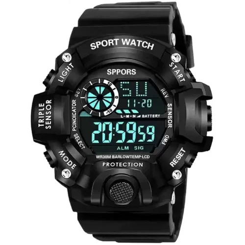 Image of SELLORIA Silicone Digital Watch Shockproof Multi-Functional Automatic Black Color