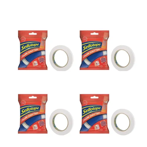 Image of Sellotape Double Sided Tape Clear - 12mm x 33m pack of 4