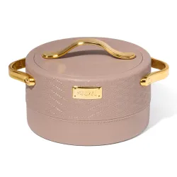 SELVEL Heritage Casserole 800 ml | Stainless Steel Inner & Premium Plastic Outer Body | Insulated Hot Pot for Roti, Rice & Curry | Elegant Brown Finish with Gold Handles | Stainless Steel In...