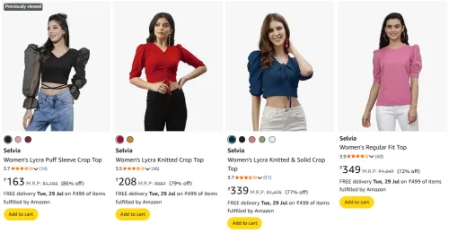 Image of Selvia Women's Top Starting @ ₹163