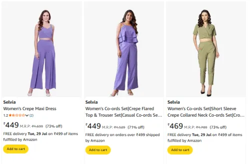 Image of Selvia Women's Co-Ord Set at Minimum 71% Discount