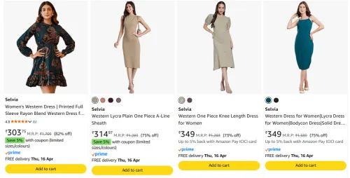 Image of Selvia Women's Dresses at minimum 70% Discount