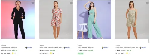 Image of Selvia Womens Jumpsuits starting @ ₹469