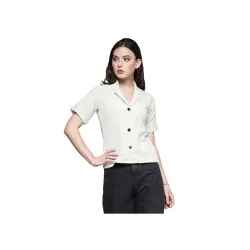 Selvia Womens Solid Half Sleeve Shirt