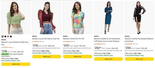 Image of Selvia Women's top upto 78% discount 