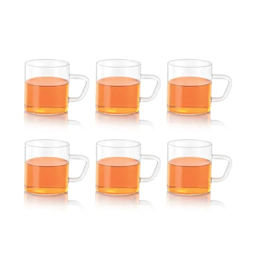 Image of Borosil Vision 6-Piece 190ml Borosilicate Glass Tea Coffee Mug Set