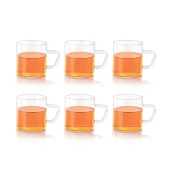 Borosil Vision 6-Piece 190ml Borosilicate Glass Tea Coffee Mug Set