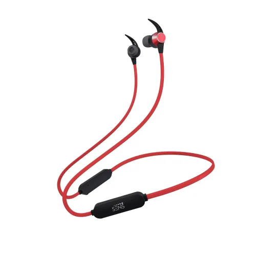 Image of SENS Alvis 1 Bluetooth Headset with Feather-Light, Dual Pairing, Magnetic Earbuds and up to 13hrs Playback (Scarlet Red)