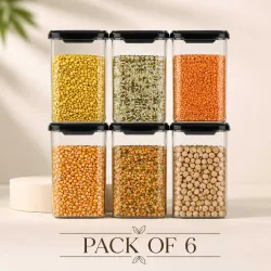 Sentricus Plastic Grocery Container  - 1100 ml (Pack of 6)