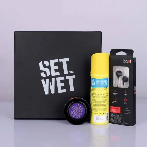 Image of SET WET Combo 60 gm Matte Wax+150ml Cool Avatar Deo+Bassheads 104 Earphones (3 Items in the set)