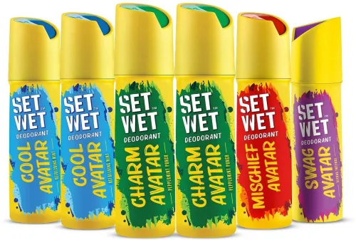 Image of SET WET Cool, Charm, Swag & Mischief Avatar Deodorant & Body Spray Perfume, Pack of 6 