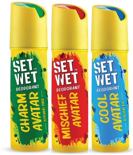 Image of SET WET Deodorant Body Spray for Men 180ml * Pack of 3