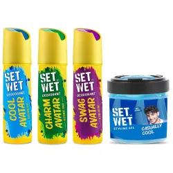 Set Wet Deodorant Spray Pack 3 Hair Gel