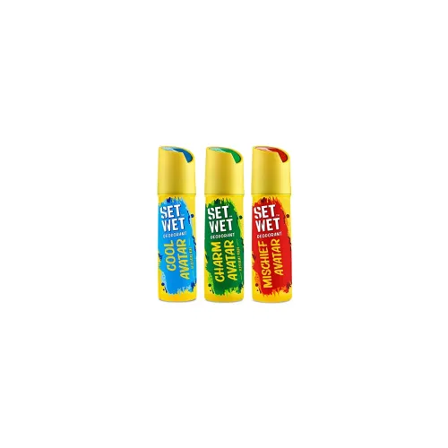 Image of SET WET Deodorant Spray Perfume Cool, Charm & Mischief Avatar for men, 150ml (Pack of 3)