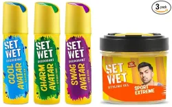 Set Wet Deodorant Spray Perfume (150ml Po3) + Hair Gel Ultimate Hold 250ml